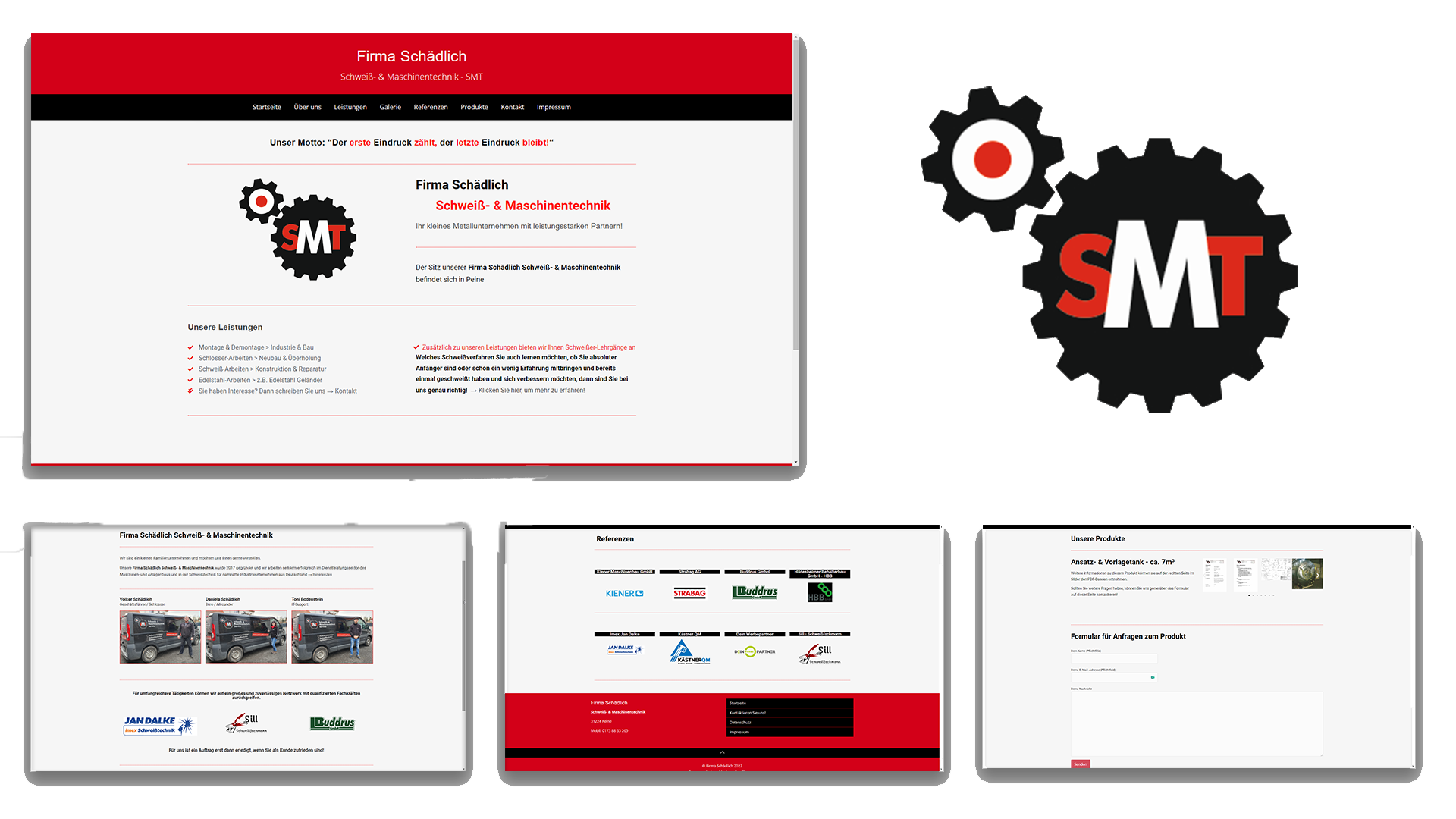 Screenshots der Website und das Logo vom Unternehmen SMT Schädlich